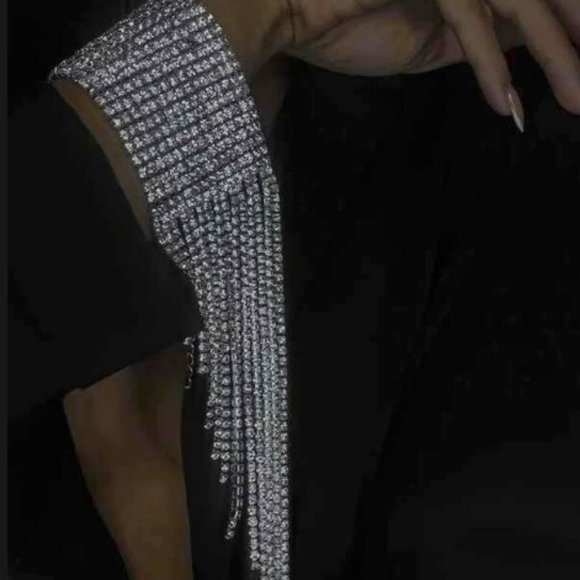 Jewelry - Wide Rhinestone Crystal Tassel Bracelet